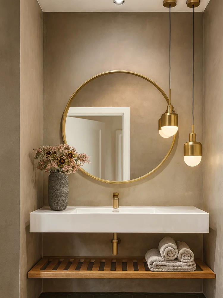 Powder room sink and mirror